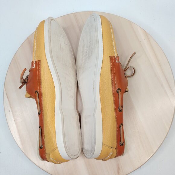 Vintage Dooney & Bourke Yellow Leather Loafer Slip On Boat Shoes Women US 11 M - Picture 13 of 14